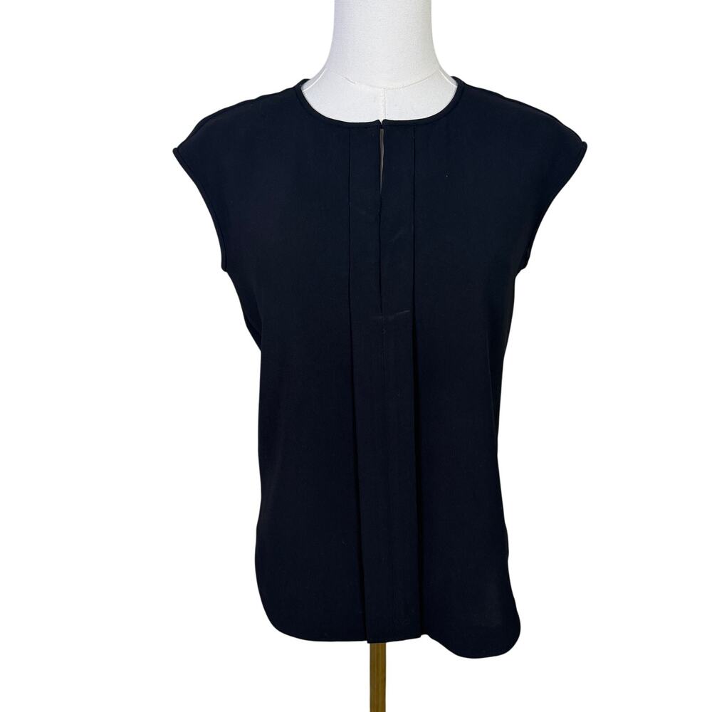 J Crew Cap Sleeve Black Crepe Top US Women's 0 Petite